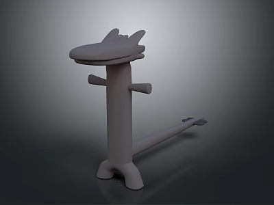 Cartoon Style Game Movie Character 3D Model With Shark Like Head Slender Body And Tail 3d model