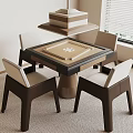 Modern Mahjong Entertainment Table With Four White Brown Chairs And Living Room Interior