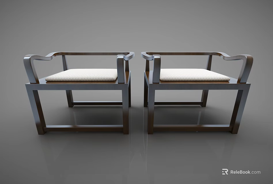 Modern Single Seater Sofas With Wooden Frame And White Cushion Armrest Design 3d model 