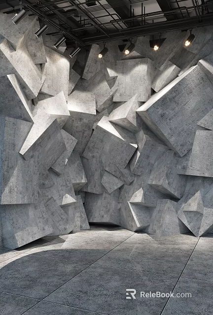 Gray Concrete Blocks With Irregular Angular Shapes For Road Infrastructure 3d model 