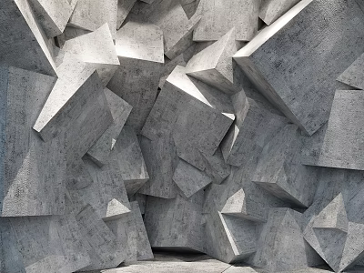 Gray Concrete Blocks With Irregular Angular Shapes For Road Infrastructure 3d model