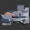 Futuristic Cosmic Spacecraft 3D Model With Low Poly Design Blue White Orange Accents