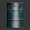 Green Worn Barrel With Blue Lid On Dark Reflective Surface 3d model