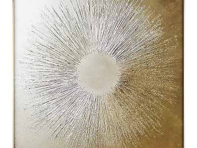 Artistic Photo Frame with Radiating Silver Lines Gold Backdrop and Central White Circle 3d model