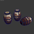 Industrial Factory Interior Featuring Wooden Storage Barrels With Metal Hoops