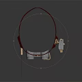 Steampunk Style Goggles With Red Strap And Metallic Mechanical Accents