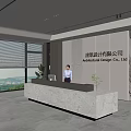 Modern company front desk background wall reception area bar desk reception desk hall simple lobby 3d model