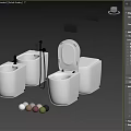 Modern White Toilet With Bidet Shower Fixture And Contemporary Bathroom Design