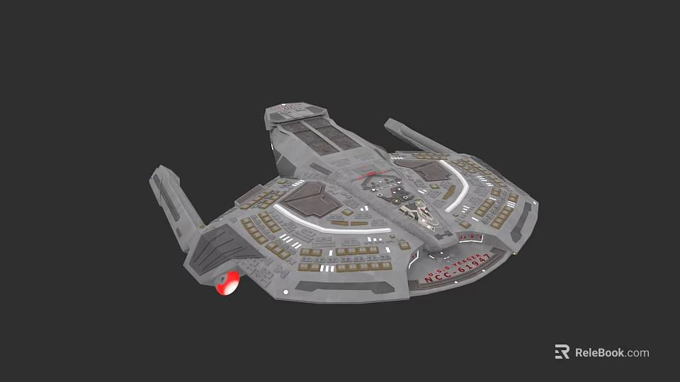 Futuristic Interstellar Spacecraft 3D Model With Detailed Structure And Red Thrusters 3d model 