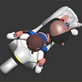 Two Cartoon Characters Riding White Scooter Male In Blue Striped Shirt Female In Red Top