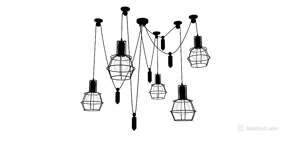 Modern Geometric Pendant Chandeliers With Wire Frame Design For Contemporary Interior Spaces 3d model 