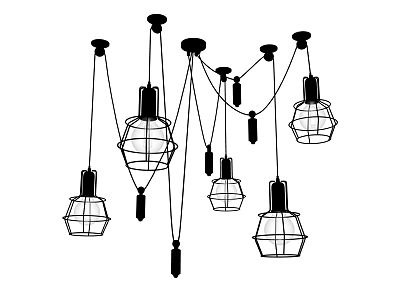 Modern Geometric Pendant Chandeliers With Wire Frame Design For Contemporary Interior Spaces 3d model