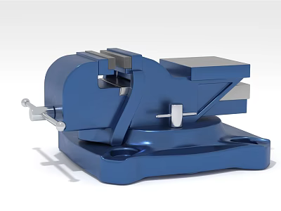 Heavy Duty Blue Bench Vice With Fixed Base And Adjustable Metal Jaws Design 3d model