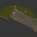 Rustic Stone Bridge With Decorative Pillars Green Accents And Stone Paved Ground