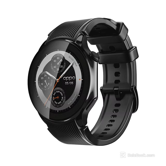 OPPO Black Smartwatch With Circular Dial Digital Display And Comfortable Strap 3d model 
