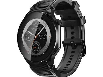 OPPO Black Smartwatch With Circular Dial Digital Display And Comfortable Strap 3d model