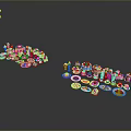 Assorted Plated Foods Including Appetizers Desserts And Snacks Arranged On Trays