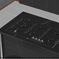 Modern Kitchen Gas Stove on Sleek Black Countertop with Dark Cabinets and Contemporary Interior