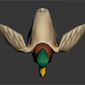 Cartoon Duck With Green Head Yellow Beak Red Chest White Wings And Orange Feet