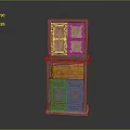 Vintage Wooden Cabinet With Carved Details Upper Glass Doors And Lower Wooden Doors