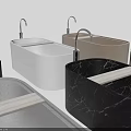 Modern Rectangular Bathtubs In Various Colors With Faucets And Marble Texture 3d model