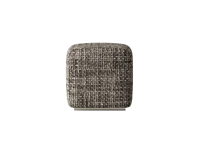 Gray Woven Texture Square Ottoman With Minimalist Design For Home Decor 3d model