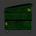 Green Trash Bin With DO NOT BLOCK Sign And Yellow Arrows For Daily Use
