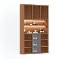 Modern Wooden Wine Cabinet With Multiple Shelves Built in Lighting And Storage Compartments