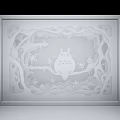Creative Background Wall Decor with Totoro Paper Cut Art Purple Yellow Gradient and Snowflakes Stars