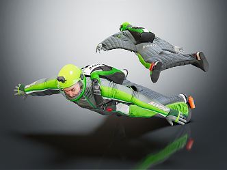 Modern man skydiving flying suit 3d model