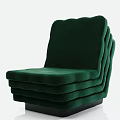 Emerald Green Velvet Single Sofa With Modern Wavy Design And Comfortable Seating 3d model