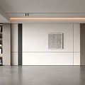Modern Living Room Interior With White Gray Walls Decorative Painting And Display Cabinet
