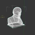 Man Bust Statue Carved In Gray Stone With Detailed Facial Features