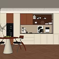 Modern Kitchen Sideboard Design With Wooden Cabinets Countertop And Coffee Machine