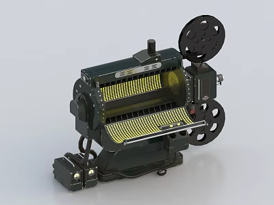 Vintage Commercial Film Projector Equipment With Reels Wheels And Mechanical Structure 3d model