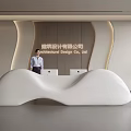 Sleek Curved White Reception Desk For Modern Architectural Design Company Office Lobby Interior
