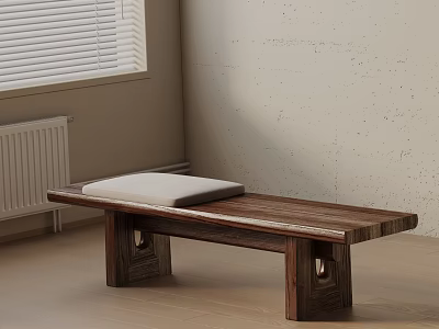 Wooden Sofa Bench With Light Padded Seat And Sturdy Square Legs For Indoor Living Area 3d model