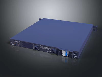 Blue 1U Rackmount Network Switch With Ethernet Ports And Status Indicators 3d model