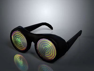 Stylish Black Frame Glasses With Colorful Spiral Lenses For Fashion Accessory Wear 3d model