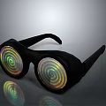 Stylish Black Frame Glasses With Colorful Spiral Lenses For Fashion Accessory Wear