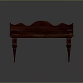 Vintage Wooden Desk With Wavy Backrest And Turned Legs For Home Office