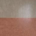 Gray Wall Interior With Red White Geometric Pattern Tiles And Grid Design Lighting Strips 3d model