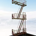INDUSTRIAL LOFT STAIRS OUTDOOR CORROSION STAIRS 3d model
