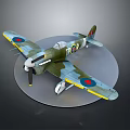 Vintage Military Aircraft Model With Camouflage Paint And RAF Roundels On Display Stand