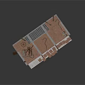 Scene Construction Component With Sloped Tracks Metal Grid Panels Wooden Planks And Mechanical Parts