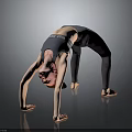 Child bending backward in yoga pose wearing sportswear on dark background 3d model