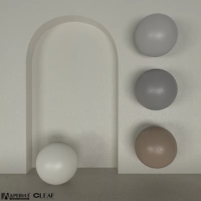 Modern Building Components Featuring Arch Structure and White Gray Brown Spheres 3d model