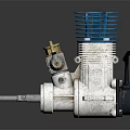 Small Internal Combustion Engine With Blue Cooling Fins And Silver Metal Cylinder Structure