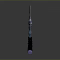 Fantasy Axe Weapon with Curved Blade Dark Head Green Spiral Handle and Ornate Purple Accents