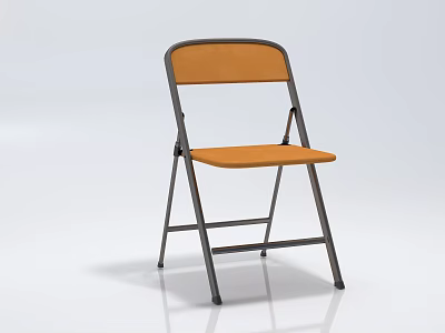 Modern Folding Leisure Chair With Orange Seat Backrest And Metal Frame 3d model